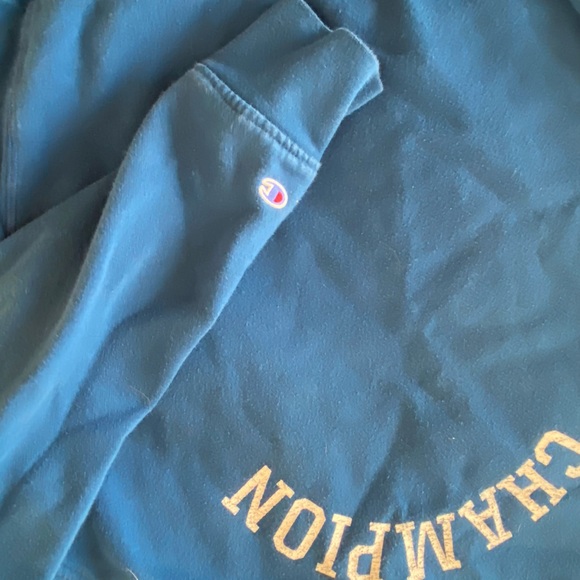 Vintage Authentic Champion Hoodie Sweatshirt Crewneck Sweater Blue Men's size M - Picture 2 of 3